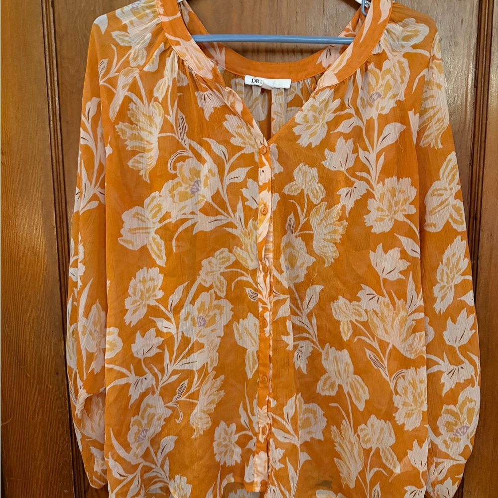 DR2 Vibrant Orange Floral Blouse